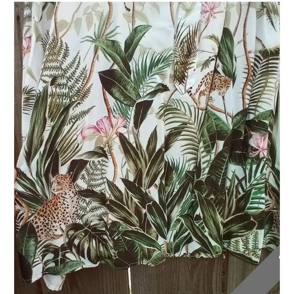 H&M Jungle Animal Print Jaguar Cat Oversized Tunic Blouse Flowy Tropical NWT 14 - Picture 4 of 15